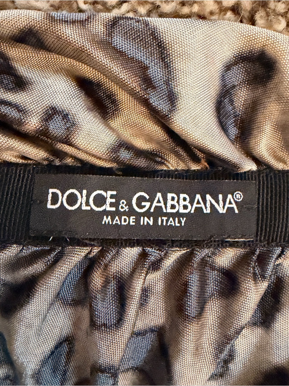 Vintage 2007 Dolce & Gabbana Gold Leather, Leopard-Print Midi Dress - Picture 3 of 10